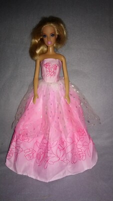 Barbie Puppen Kleid Rosa Prinzessin Rose Brautkleid Ballkleid Happy Birthday #52