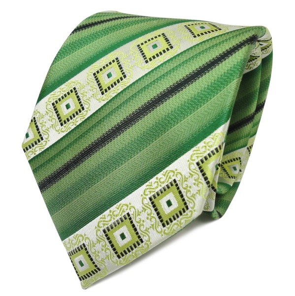 Tigertie Designer Seidenkrawatte GrüN SmaragdgrüN Schwarz Gestreift - Krawatte-image