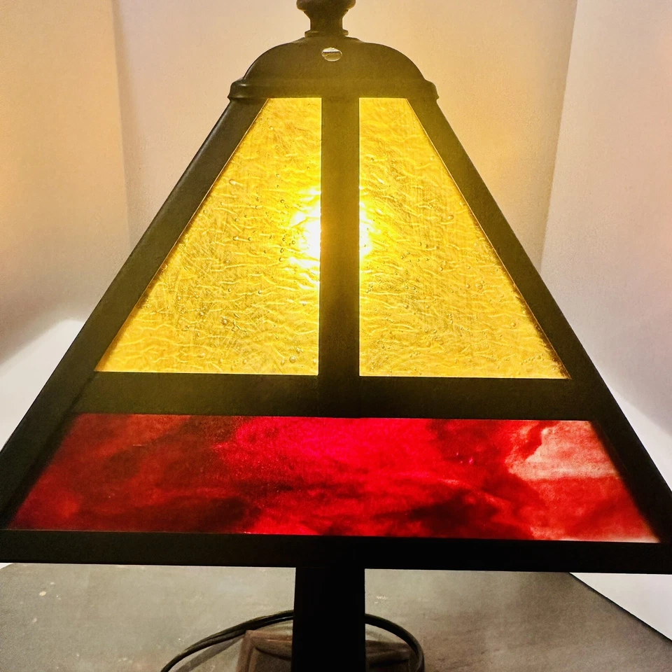 Meyda Tiffany Craftsman Mission “T” 口音灯 M27123 金色红宝石蜂蜜玻璃艺术 — 第 4/4 张图片