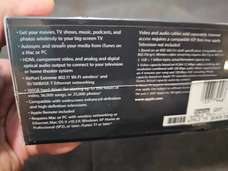 RARE MAC + PC Apple TV (1st Generation) 160GB Media Streamer. A1218. NEW SEALED. - Image 4 of 4