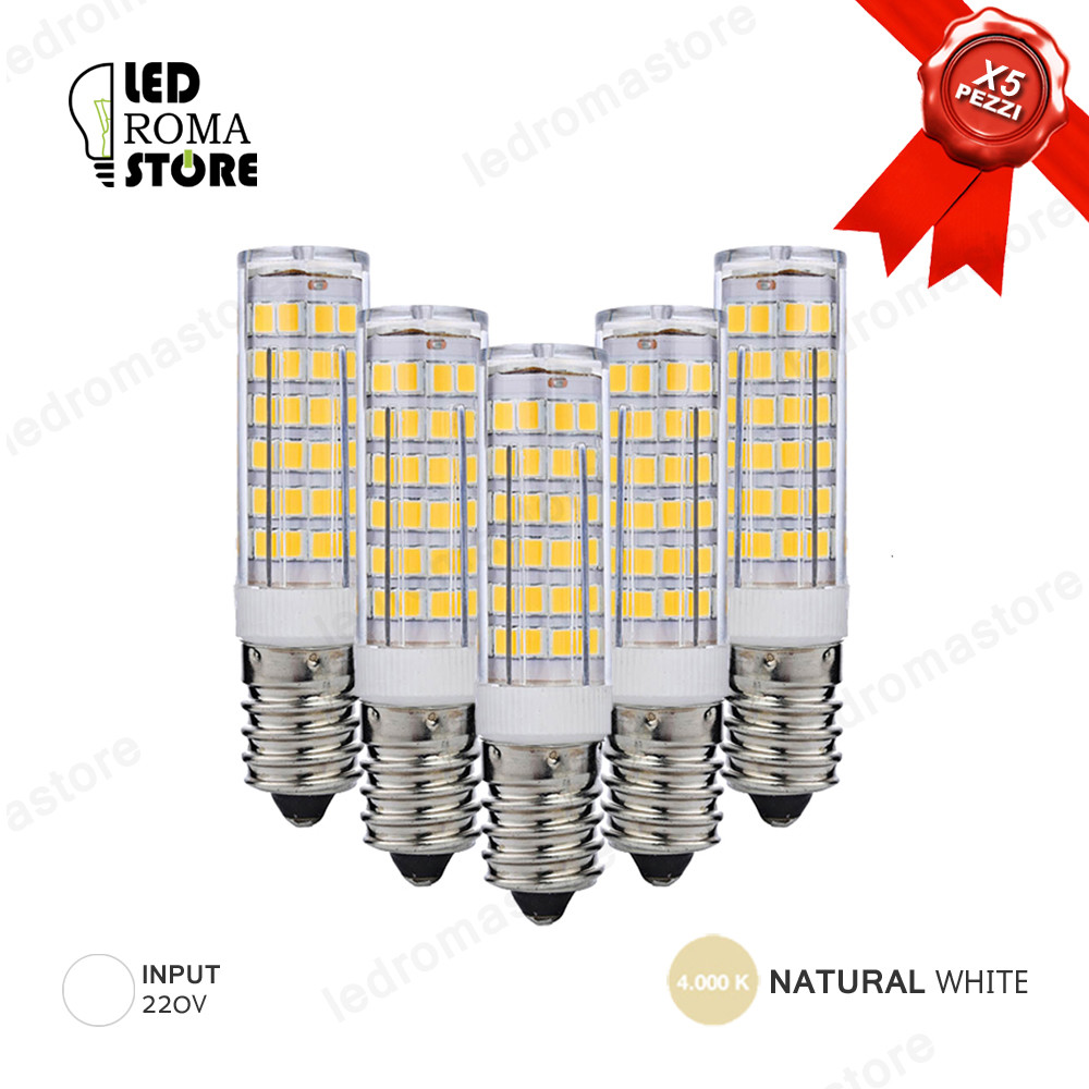 Kit 5x Lampadine LED E14 7W SMD2835 4500K - Alta Efficienza e Luminosità