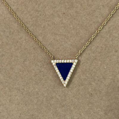 Michael Kors Semiprecious Pave Lapis Triangle Motif Pendant (Gold) mkj4257710 J1