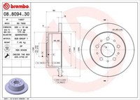 2X Brembo 08.8094.30 Bremsscheibe FüR CitroËN Passend FüR Fiat Opel Peugeot