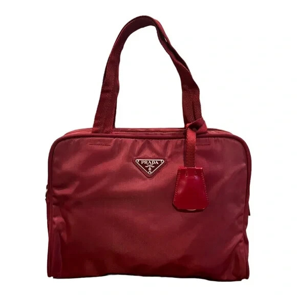 Prada Women's Top Handle Tessuto Nylon Small Bag Red | eBay