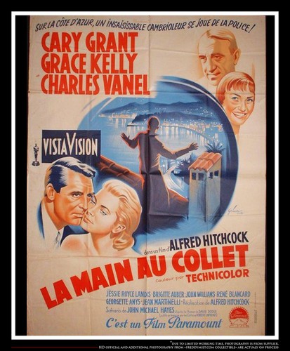 TO CATCH A THIEF Hitchcock großes französisches Vintage Filmplakat Original 1955