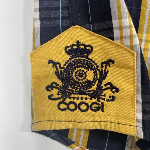 Coogi Luxe Small Men’s Dress Shirt Yellow And Blue Plaid designer casual - Picture 6 of 12