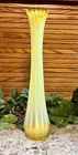 RARE**FOSTORIA "HEIRLOOM" YELLOW OPALESCENT URANIUM GLASS 13.5" SWUNG VASE**1959