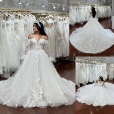 Bohemian Off the Shoulder Wedding Dresses Lace Court Train A Line Bridal Gowns