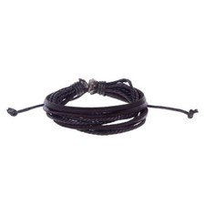 Mens Boys Handmade Leather Braided Surfer Wristband Bracelet Bangle Wrap