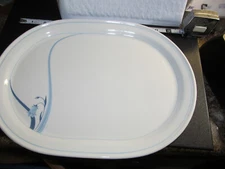 *Figgjo Norway  Flower OVAL DINNER PLATE  Vitro Porcelain Gourmet WHITE & BLUE