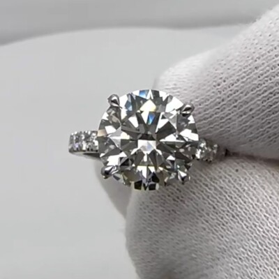 2.85 TCW Round Cut Moissanite Hidden Halo Engagement Ring 14k White Gold Plated