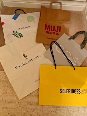 6 Designer Einkaufs-/ Tragetaschen West Elm Muji Selfridges COS Polo Ralph Lauren