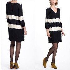 269474 Floreat Anthropologie Inkwash Shift Tunic Mini Dress Black Resort S-6 New