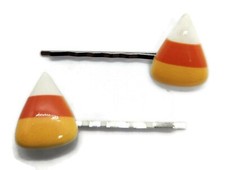 Candy Corn Handmade Bobby PIn Hair clips - Set of 2