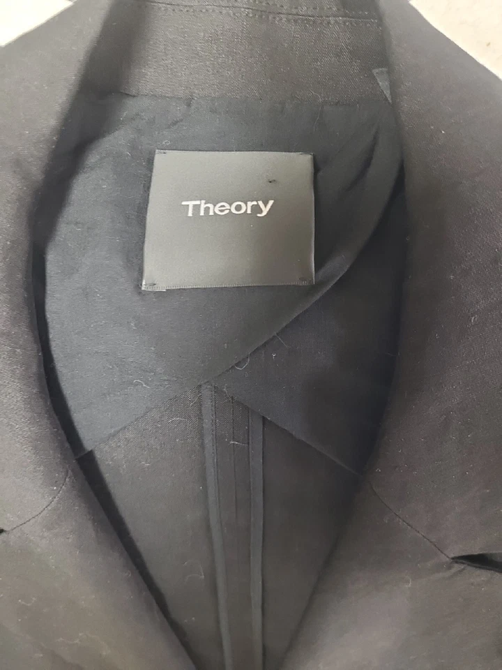 Theory Black Jacket Coat Linen Viscose - Image 4 of 4