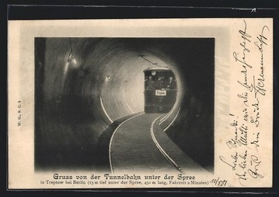 Berlin-Treptow, U-Bahn im Tunnel unter der Spree, Ansichtskarte 1901 