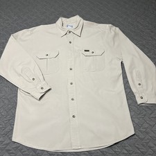 Carhartt Shirt Large Light Beige/Khaki Heavy Cotton Button Up Canvas Pockets