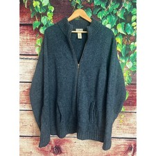 Vintage LL Bean Full Zip Sweater Mens XL Cardigan 100 Shetland Wool Navy Blue