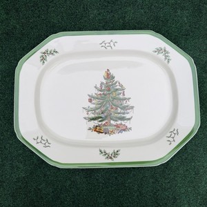 Spode Christmas Tree Sculpted Oval Serving Platter Made in England