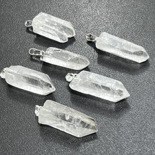 Raw Quartz Crystal Pendant Rough Clear Point Necklace Charm