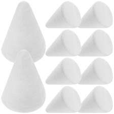 10Pcs Durable White Foam Cones for Kids DIY Craft and Holiday Decorations