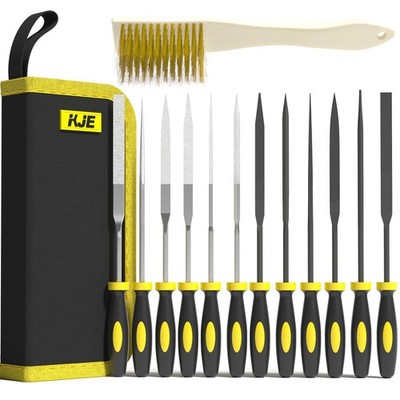 13PCS Needle File Set, Small File Set Includes 6PCS Diamond File, 6PCS Metal