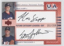 2005 Upper Deck USA Baseball Black Ink 151/250 Max Sapp Shawn Tolleson Auto 0b0