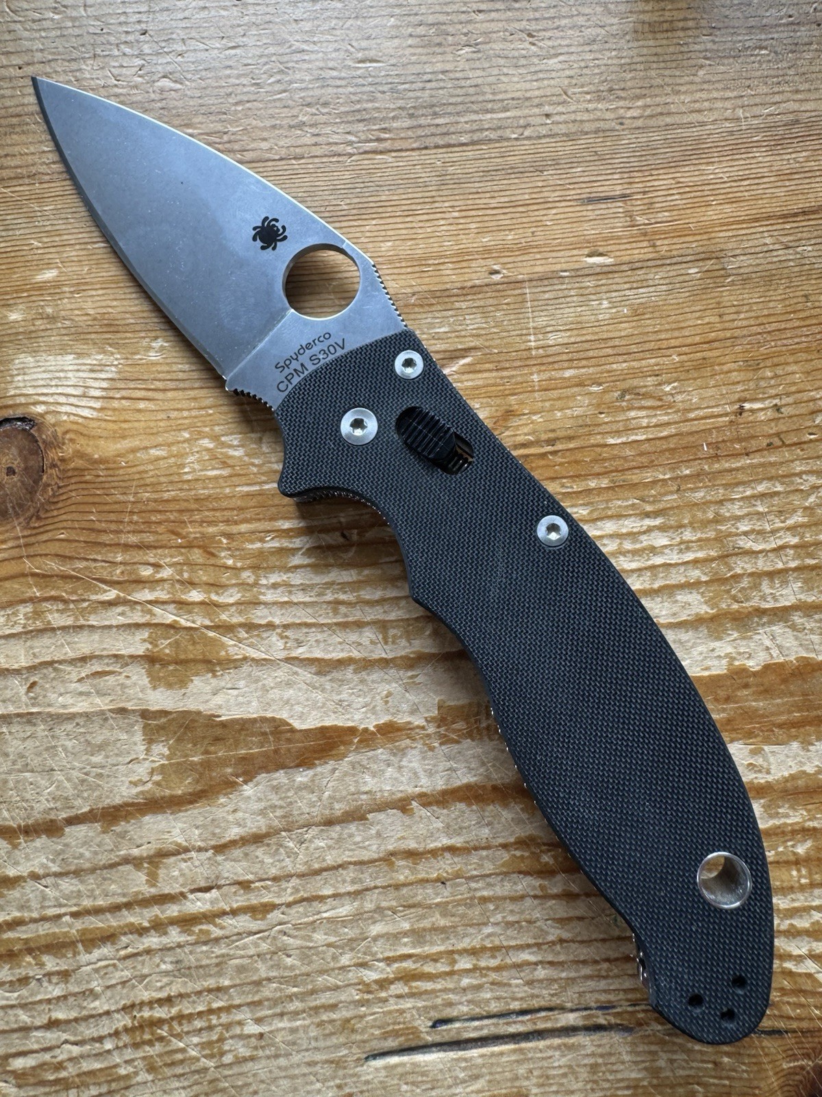 Spyderco Manix 2 Plain Edge CPM S30V Blade Black G-10- Factory Second/Sharpened