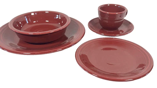 FiestaWare Cinnabar 5 Piece Place Setting Dinner Salad Plate Bowl Cup Saucer NIB