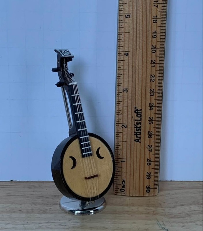 Miniature Asian Guitar with Stand 4" Tall