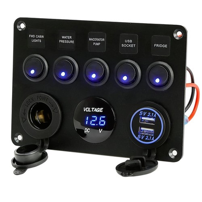 #ad 5 Switch 12V Electrical Panel Voltmeter Dual USB for RV Truck amp; Boat $19.99