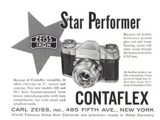 1957 Zeiss Ikon Contaflex: Star Performer Vintage Print Ad