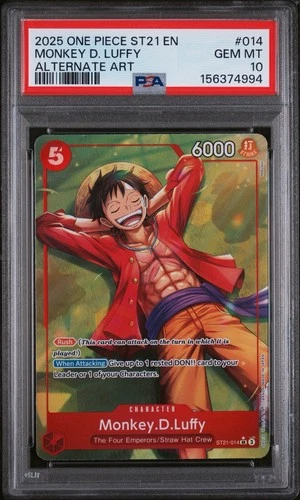 One Piece - ST21-Starter Deck Gear 5:EX - Monkey D Luffy #014 Alt Art - PSA 10