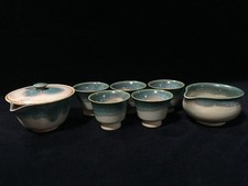 P0968 Vintage Japanisches Keramik Sencha Teeset Yuzamashi Yunomi Tropfglasur