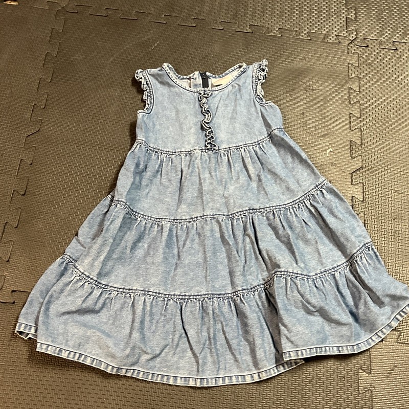 Hanna Andersson Size 100 Tiered Sleeveless Denim Dress Blue