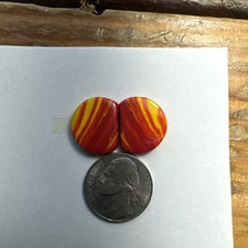 Beautiful Red Rosarita with yellow stripes earrings pairs, vivid color very nice