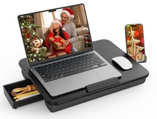 SAIJI Laptop Lap Desk, Portable Laptops Tray with Cushion, Drawer Storage, Ph...
