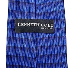 Kenneth Cole Mens Tie Necktie Blue Geometric Abstract Silk Business Office Party