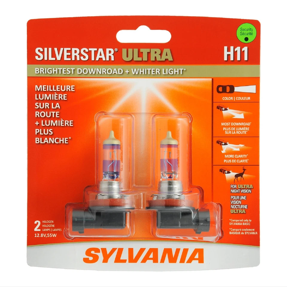 SYLVANIA H11 SilverStar Ultra Halogen – Brightest High/Low Headlights (2PK) - Image 2 of 4
