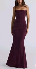 House of CB Dress size M Milena Jersey Burgundy Dark Cherry Corset Ruched Maxi