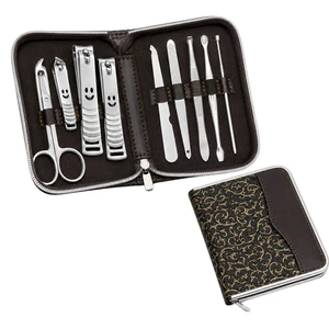 10 Pc Manicure Pedicure Kit Stainless Steel Nail Clipper Grooming Set with Case