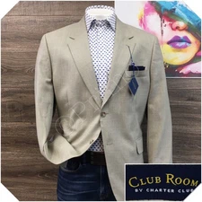NEW CLUB ROOM Mens Blazer Sport Coat Casual Jacket Size 44R Wool Linen Silk Suit
