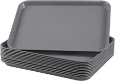 12-Pack Plastic Fast Food Service Trays, Rectangular Cafeteria Tray