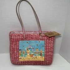 Anne Ormsby Sun N Sand Woven Purse Pink Hawaiian Beach NWT