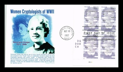 US COVER WOMEN CRYPTOLOGISTS OF WORLD WAR II FDC PLATE BLOCK PANDA CACHET
