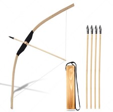 Wooden Bow and Arrow Set for Kids, Handmade Archery Toy with 5 Safe Arrows  ...