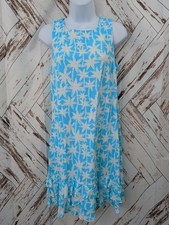 Beachtime by Lulu B White and Blue Dress with Ruffle Bottom