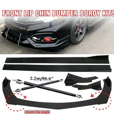 For Honda Civic Sedan Front Bumper Lip Spoiler Side Skirt Body Kit Glossy