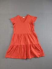 Gap Women Dress S Coral V Neck Tiered Flutter Sleeve Mini Elegant Fit Cotton