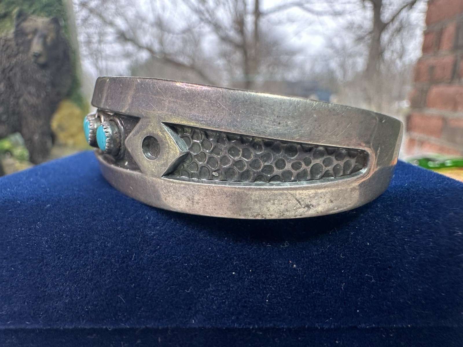 Sterling Silver Cuff with Multiple Turquoise Ston… - image 2